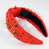 Qiwei Accessories' exclusive new best-selling Christmas hair band and hair rope, hand-sewn rice beads with the letters "merry", and wide-brimmed hair accessories featuring diamonds and pearls Specification image